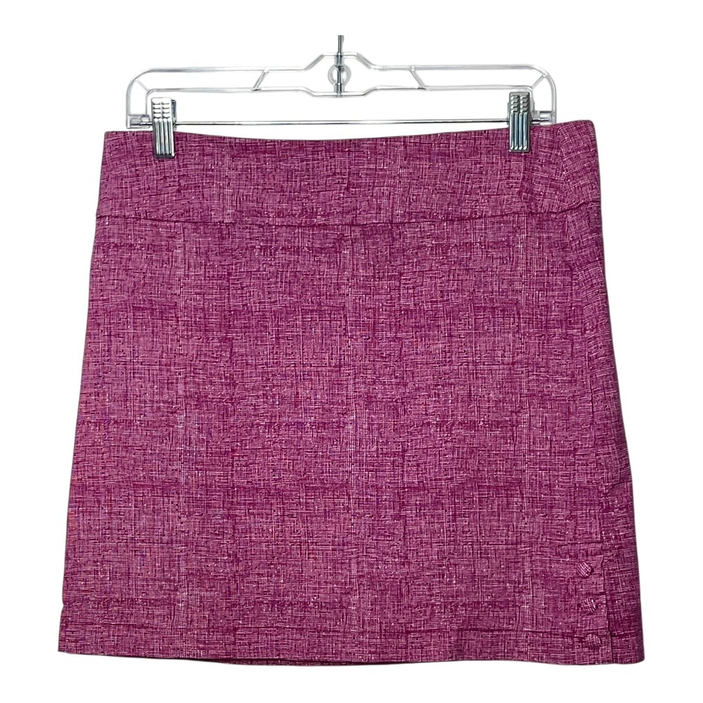 Bettina Star Magenta Textured Crosshatch‎ Skort Women Size 12 Side Button Detail